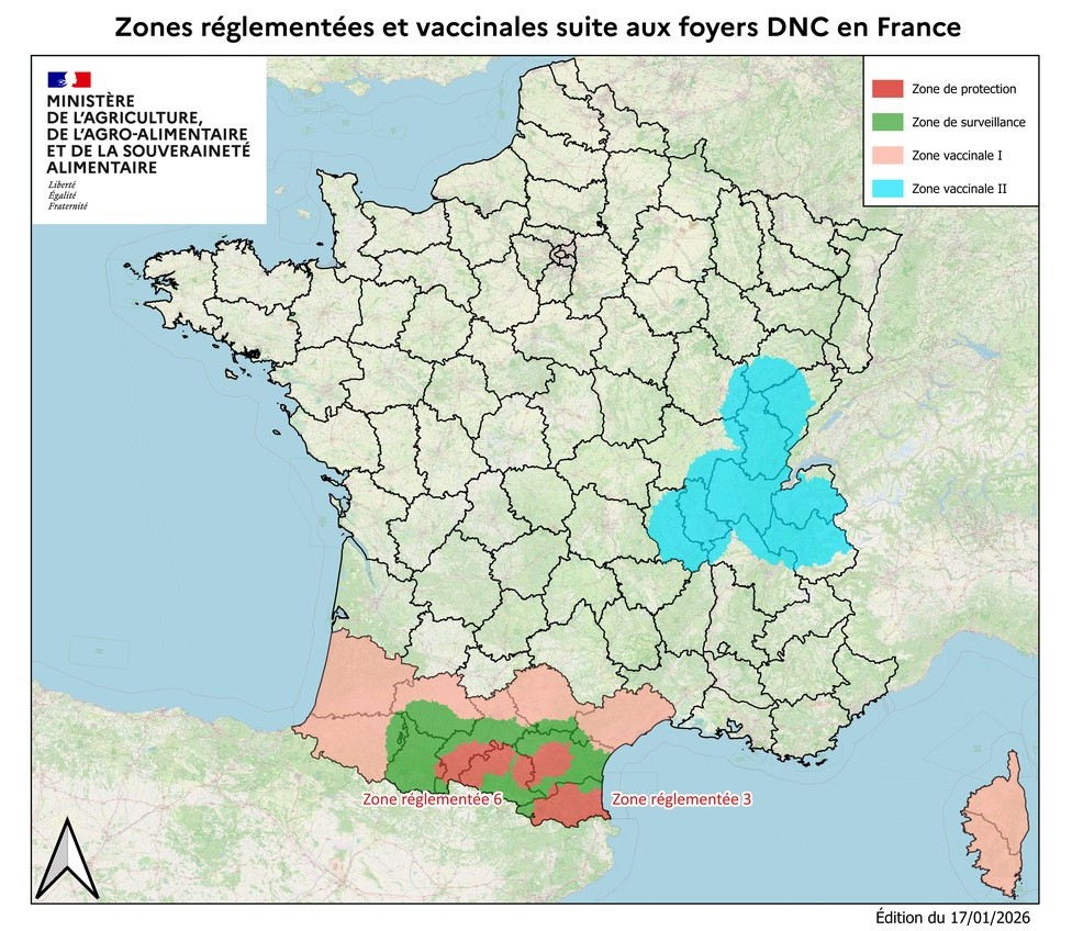 Le zonage DNC au 17 janvier 2026