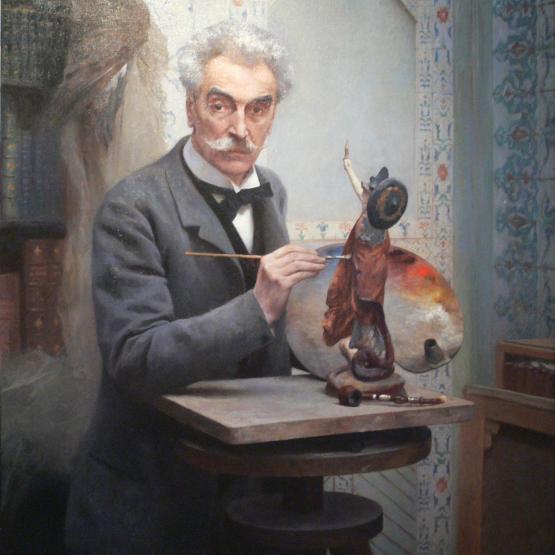 Le Sculpteur au travail. Portrait de Gérôme dans son atelier par Fernand Cormon (musée Etienne Garret à Vesoul)