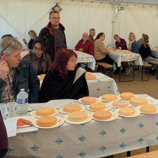 72 fromages présentés par 23 producteurs étaient en concours à St Bresson, à l'occasion de la foire annuelle. Crédit photo : Amandine Rivière, animatrice du SIFM