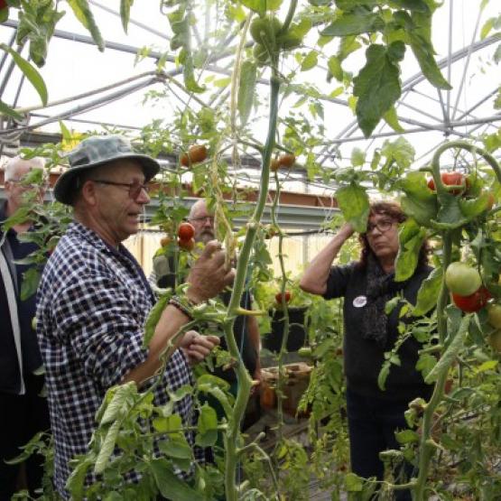 Patrick Gigon a ouvert les portes de son exploitation maraîchère pour faire découvrir ses productions aux bénéficiaires de l’aide alimentaire et aux bénévoles des Restaurants du Cœur. Crédit photos : Bernard Perrot