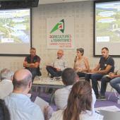 Christophe Ruffoni, Alain Schelle, Claudie Gauthier, Pierre-Etienne Finot et Richard Alexandre, réunis pour une table-ronde sur le thème des enjeux liés à l’eau. © A.Coronel