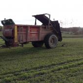 l’épandage du fumier de plaquettes de bois se réalise sans difficulté. Crédit photo : CIIRPO