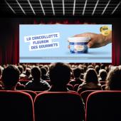 Un spot « renversant », dans les salles de cinéma de Besançon, Dijon et Vesoul, met en avant la cancoillotte Fleuron des Gourmets. Crédit photo : Pâturages Comtois
