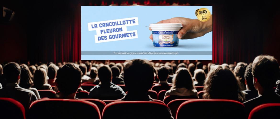 Un spot « renversant », dans les salles de cinéma de Besançon, Dijon et Vesoul, met en avant la cancoillotte Fleuron des Gourmets. Crédit photo : Pâturages Comtois